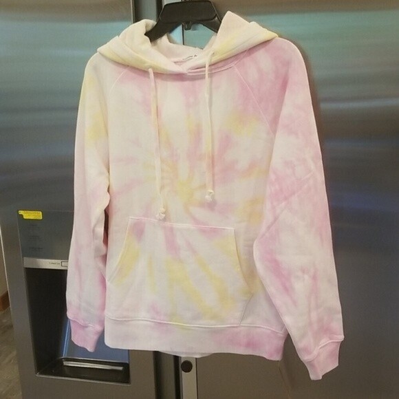 💕REFORMATION💕 Tanner Classic Hoodie  Creamsicle Pink Yellow Tie Dye Small NWT - Picture 8 of 14